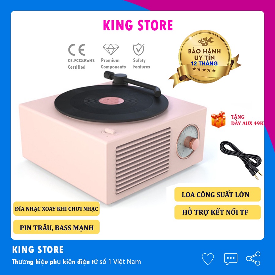 Loa Bluetooth Mini Đĩa Than Vinyl Cổ Điển X10 Phong Cách Giả Cổ Decor Vintage