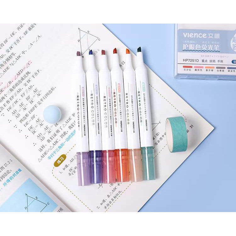 Bộ bút dạ quang 6 màu sắc xinh xắn dễ thương