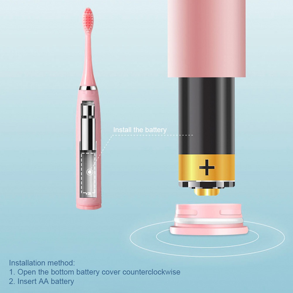 Bàn Chải Đánh Răng Điện Siêu Âm 1Aa 2 Đầu Siêu Âm Mềm Chăm Sóc Răng Miệng Cho Người Lớn Và Trẻ Em