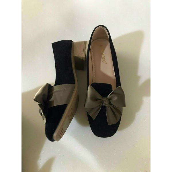 giầy nơ vải gót 3p chất nhung mềm siêu xinh êm chân!!