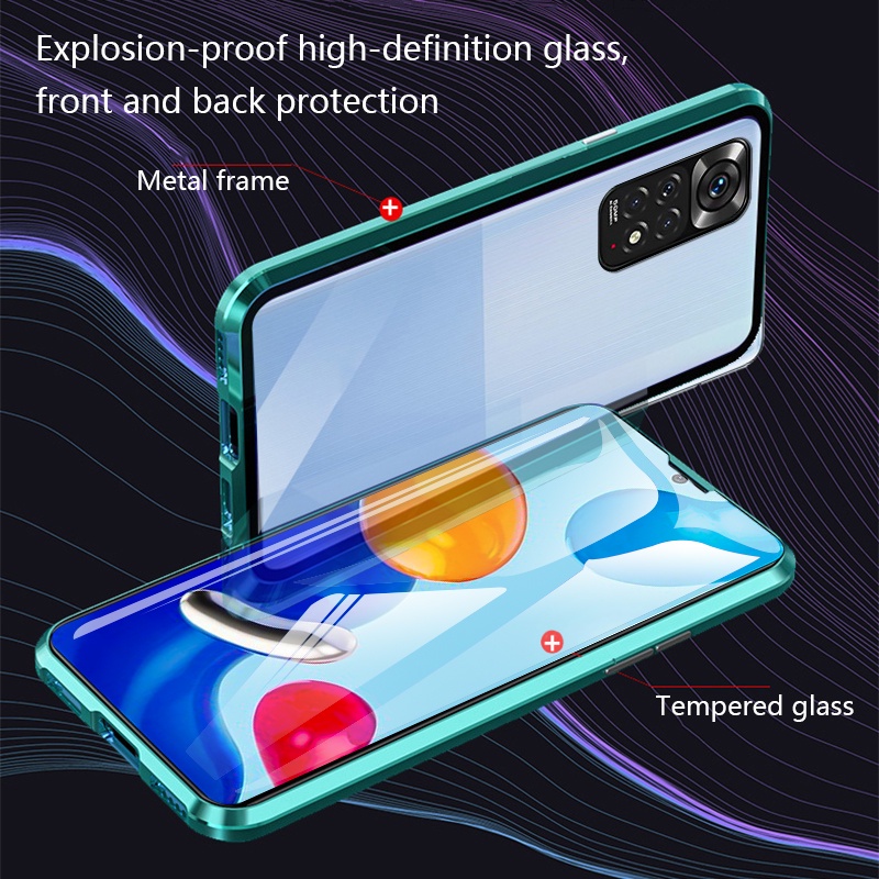 Ốp Điện Thoại Kính Cường Lực Hai Mặt Cho Xiaomi Redmi Note 11 Pro 5G 11S Note11 10s 9s 9 Pro Note10 4G 5G Note9s Redmi10