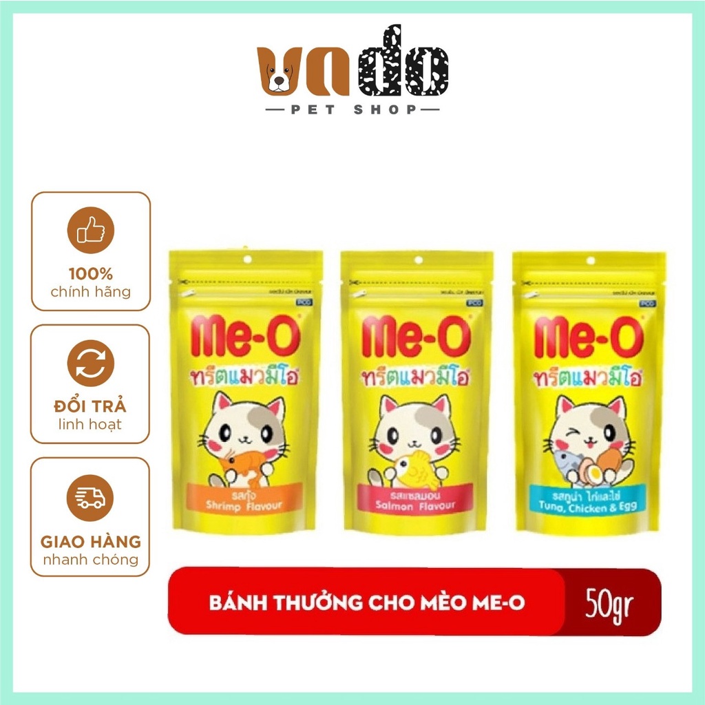 Bánh thưởng cho mèo Me-O - 3 vị Cá Hồi, Cái Ngừ, Tôm