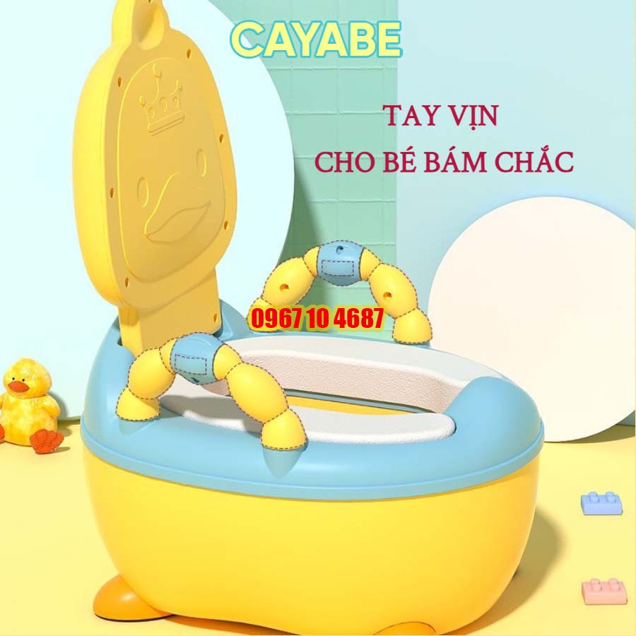 Bô vệ sinh cho bé vịt con CAYABE có đệm ngồi êm ái, tay vịn an toàn, bô ngồi toilet cho bé