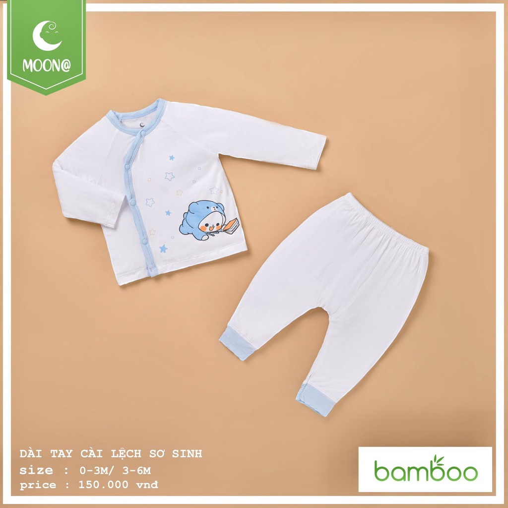 [CHÍNH HÃNG] Bộ dài tay cài lệch họa tiết trẻ em đáng yêu ngộ nghĩnh Moon