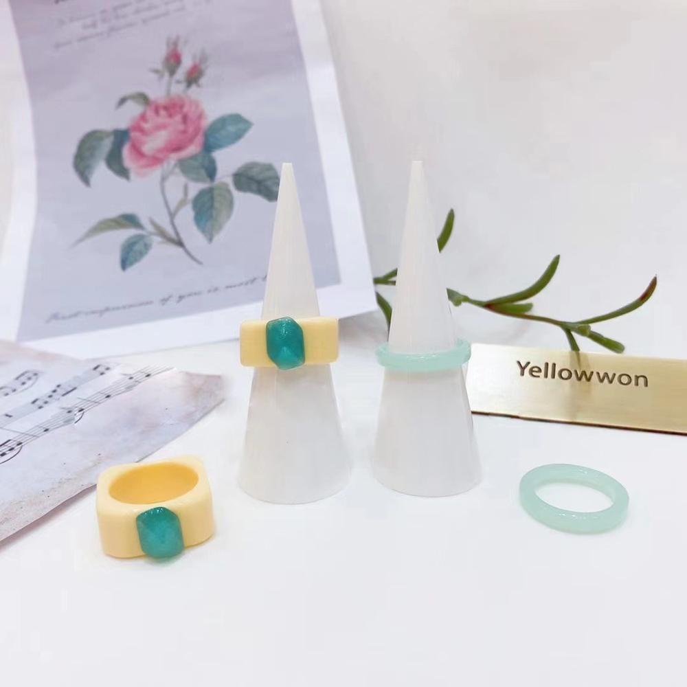 VANES1 Set 2 Nhẫn Nhựa Màu Kẹo Ngọt Dễ Thương