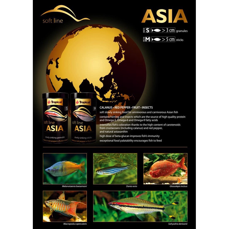 Thức ăn cá Tropical Soft line Asia size S - Cám hạt mềm cho cá nhiệt đới châu Á phân khúc cao cấp nhất