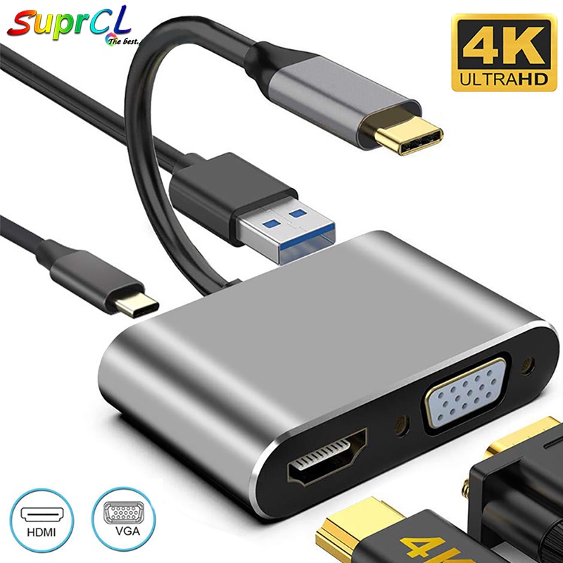 Bộ chia cổng USB C sang HDMI 4K VGA USB 3.0 PD 87W cho Macbook pro