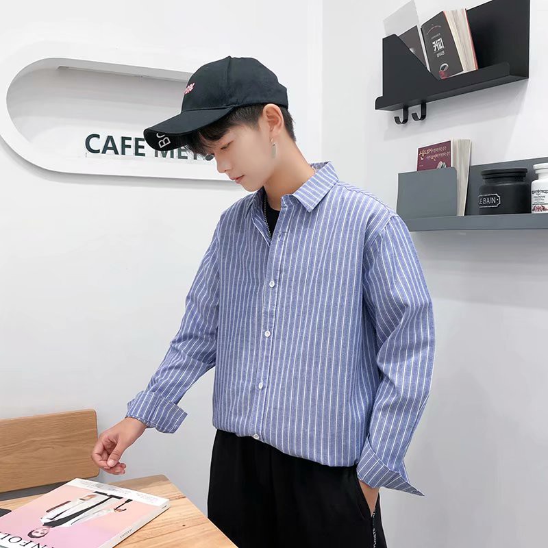 Men's fashion style striped long-sleeve shirt