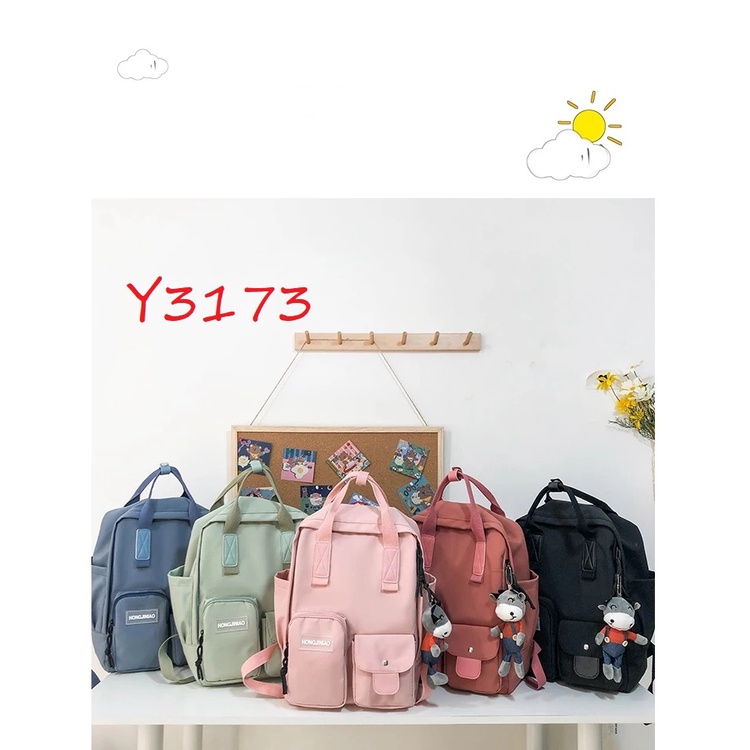 Balo nam nữ đựng laptop đi học màu trơn pastel dễ thương có tay xách Y3173