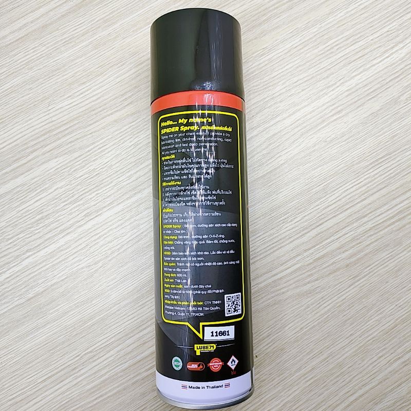 Chai Xịt Bôi Trơn Sên, Dưỡng Xích Cao Cấp Dạng tơ Nhện Chống Văng SPIDER SPRAY Made In Thailand