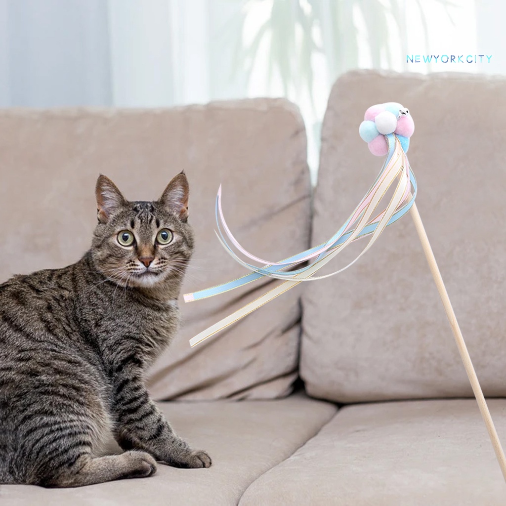 Gậy Trêu Chọc Ghẹo Tương Tác Với Dây Ruy Băng Đồ Chơi Cho Mèo