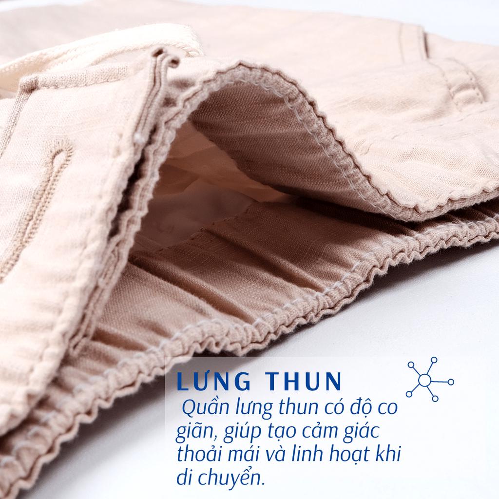 Quần  đũi kaki nam Thái Khang cao cấp loại quần short vải đũi lưng thun QKAKI14