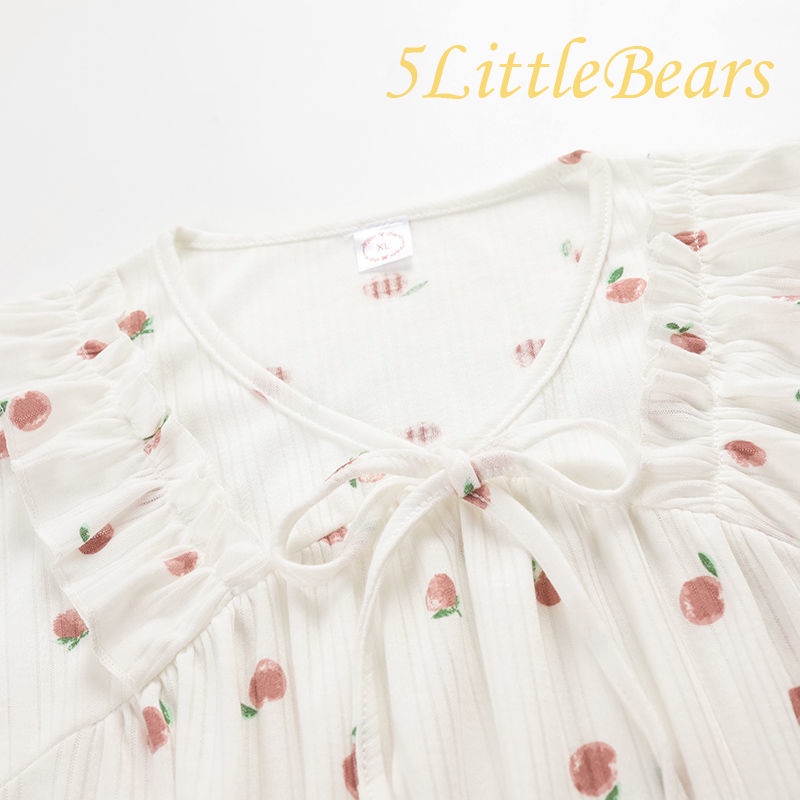 Đầm Ngủ Dáng Dài Vải Cotton 100% Tay Ngắn Cổ Tròn Đính Nơ Kiểu Công Chúa Kiểu Nhật Bản Thời Trang Mùa Hè Cho Nữ