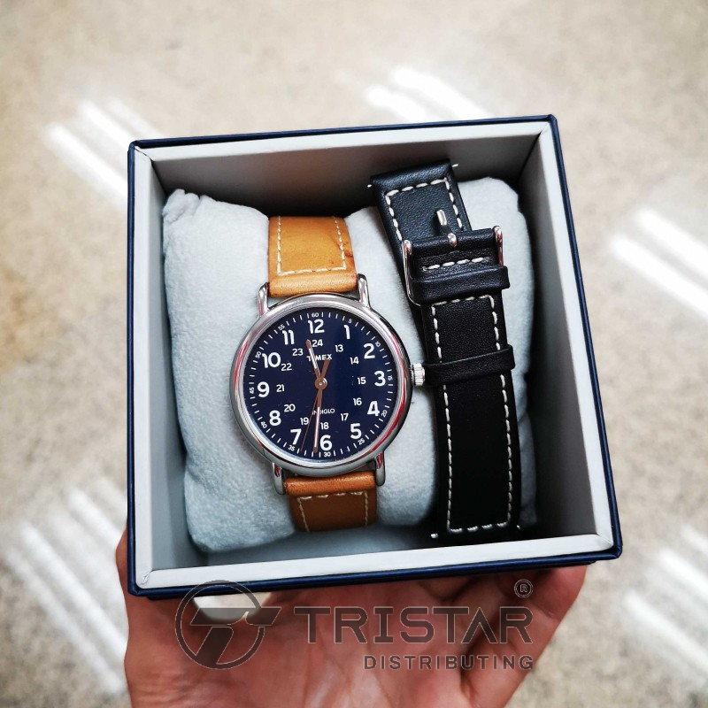 Đồng hồ Nam Timex Weekender 40mm 2-Piece Leather Strap Watch Gift Set - TWG019200 Dây Da - Chính Hãng