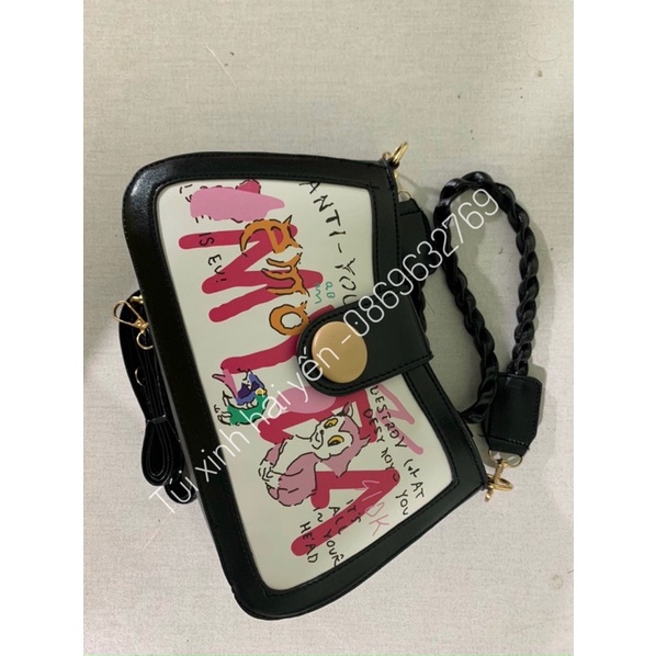 Túi đeo chéo- kẹp nách hoạt tiết dễ thương kiểu dáng hàn quốc full 4 màu hot trend( ảnh thật cuối)