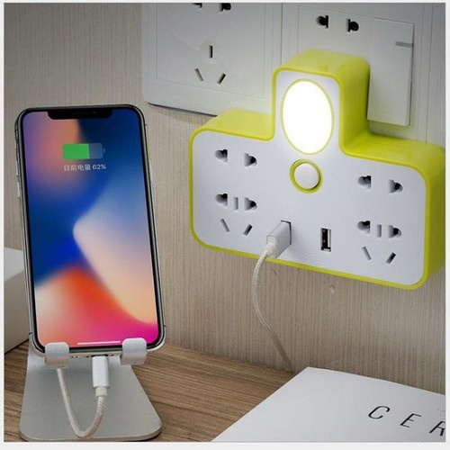 [Voucher &amp; Dịch vụ] Ổ Cắm Điện Đa Năng Có Đèn Ngủ Và Cổng Usb Tiện Lợi 3 chấu