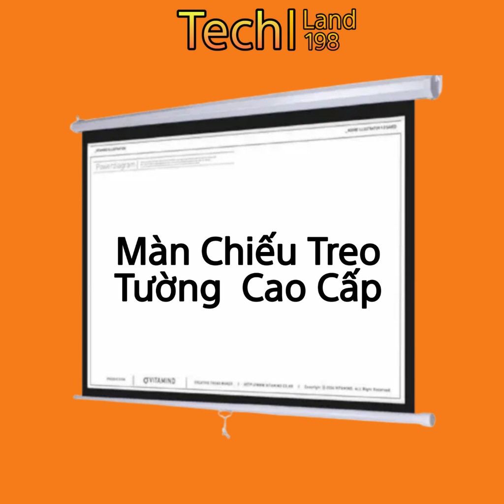 Màn Chiếu Treo Tường Kích Thước Từ 85inch - 136inch (1m52 - 2m44). Vải màn cao cấp, trắng sáng, chất lượng cao