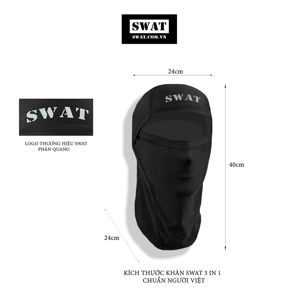 Khăn trùm đầu chống nắng SWAT 3 in 1 màu đen cao cấp tiện lợi