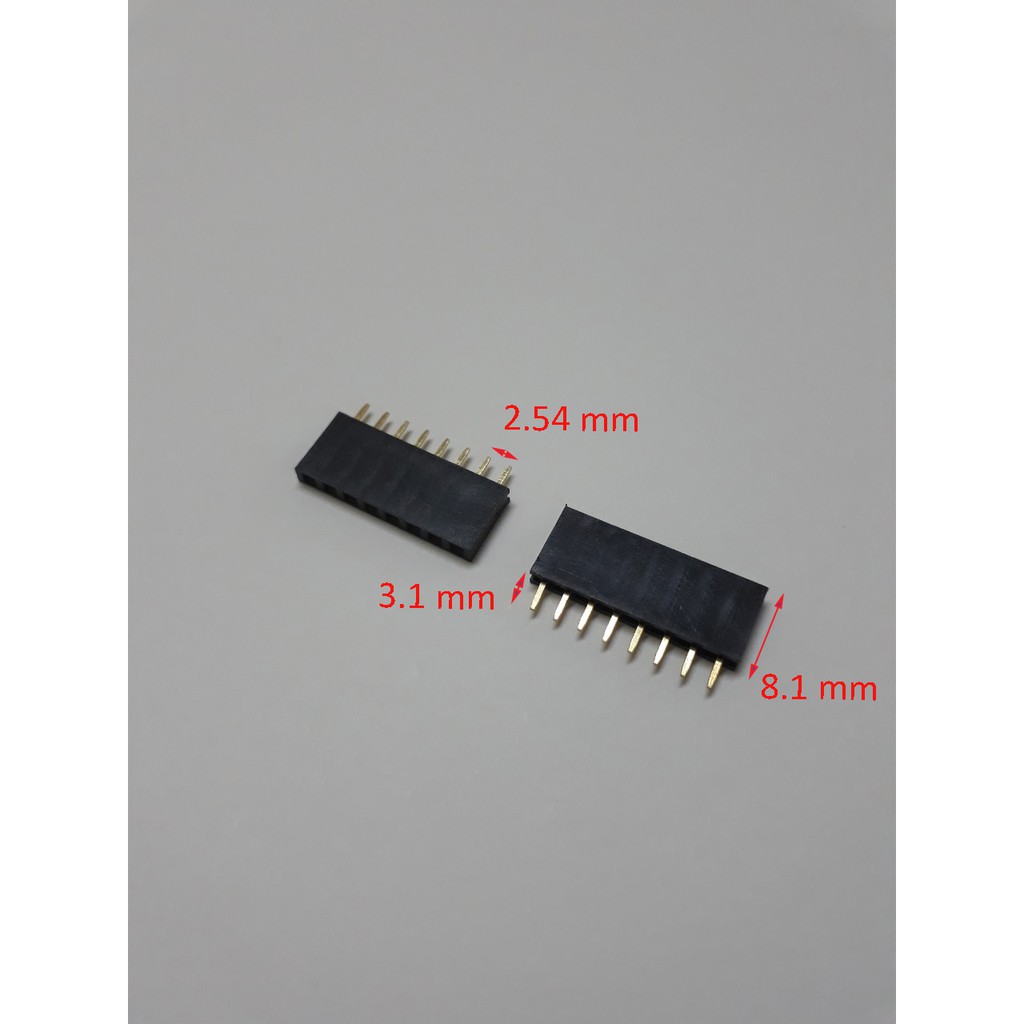 Giăm cắm 2.54mm đơn cái thẳng 8P 8.5mm đen - túi 10 cái