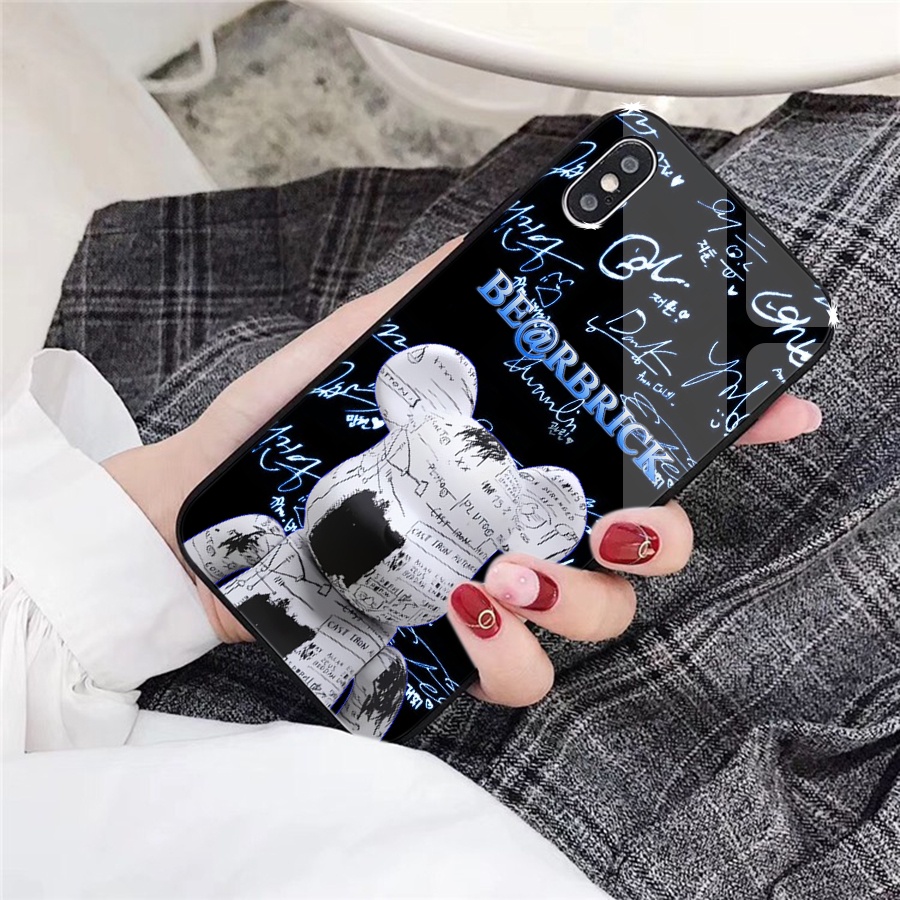 Ốp lưng iphone Bear Brick Kính tráng gương 13/promax/12/11/X/Xsmax/8/7Plus/7/6/6splus