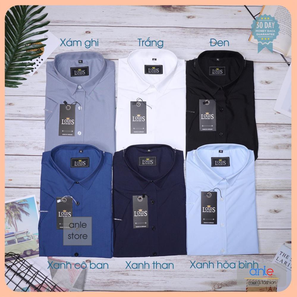 Áo sơ mi nam Ngắn tay Louis Công sở form Slimfit Cotton lụa cao cấp hàng hiệu cộc tay kiểu dáng ôm - Anle Store ˇ