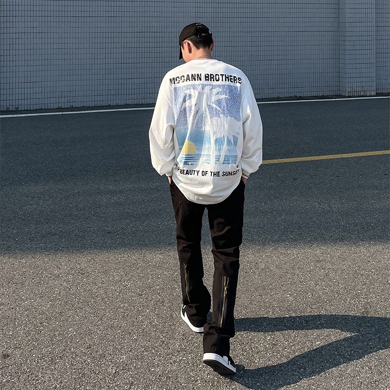 Quần Dài Ống Loe Màu Nâu / Đen Phong Cách Âu Mỹ Cá Tính Cho Nam Size M-3XL