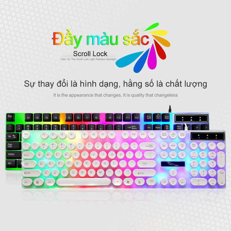 Bàn phím Punk G21 retro tròn keycap cơ có cảm giác phím backlight tròn Bàn phím chơi game usb [G21]