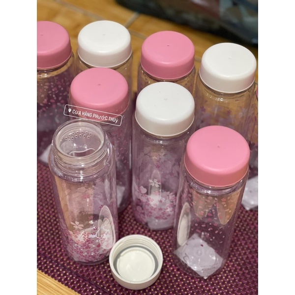 Bình nước nhựa hoa đào 500ml