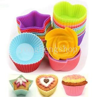 1 Khuôn Làm Bánh Hình Tròn / Ngôi Sao / Trái Tim / Hoa Chất Liệu Silicone Chống Dính Có Thể Tái Sử