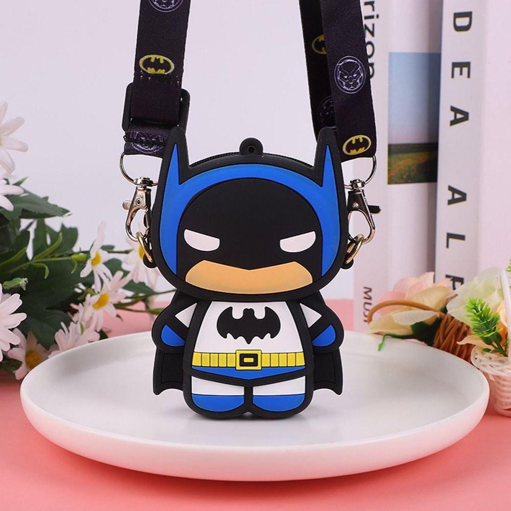 Túi Đựng Tiền Xu Mini Bằng Silicone Có Dây Đeo Vai Điều Chỉnh Được Hình Iron Man Batman Captain Cho Bé Trai