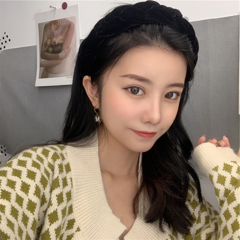 Cài Tóc Nhung Bản Rộng Màu Đỏ Đen Thời Trang Thu Đông Cho Nữ