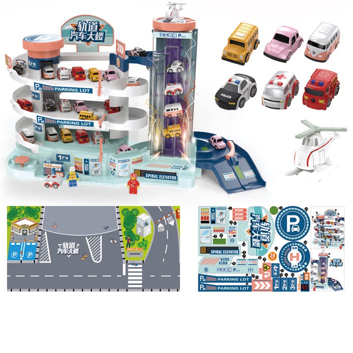 Đồ chơi bãi đỗ xe thông minh 3 tầng mới nhất 2021 (tặng kèm pin)