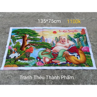 (Đã thêu 93) Tranh thêu chữ thập phật di lạc 135*75 cm
