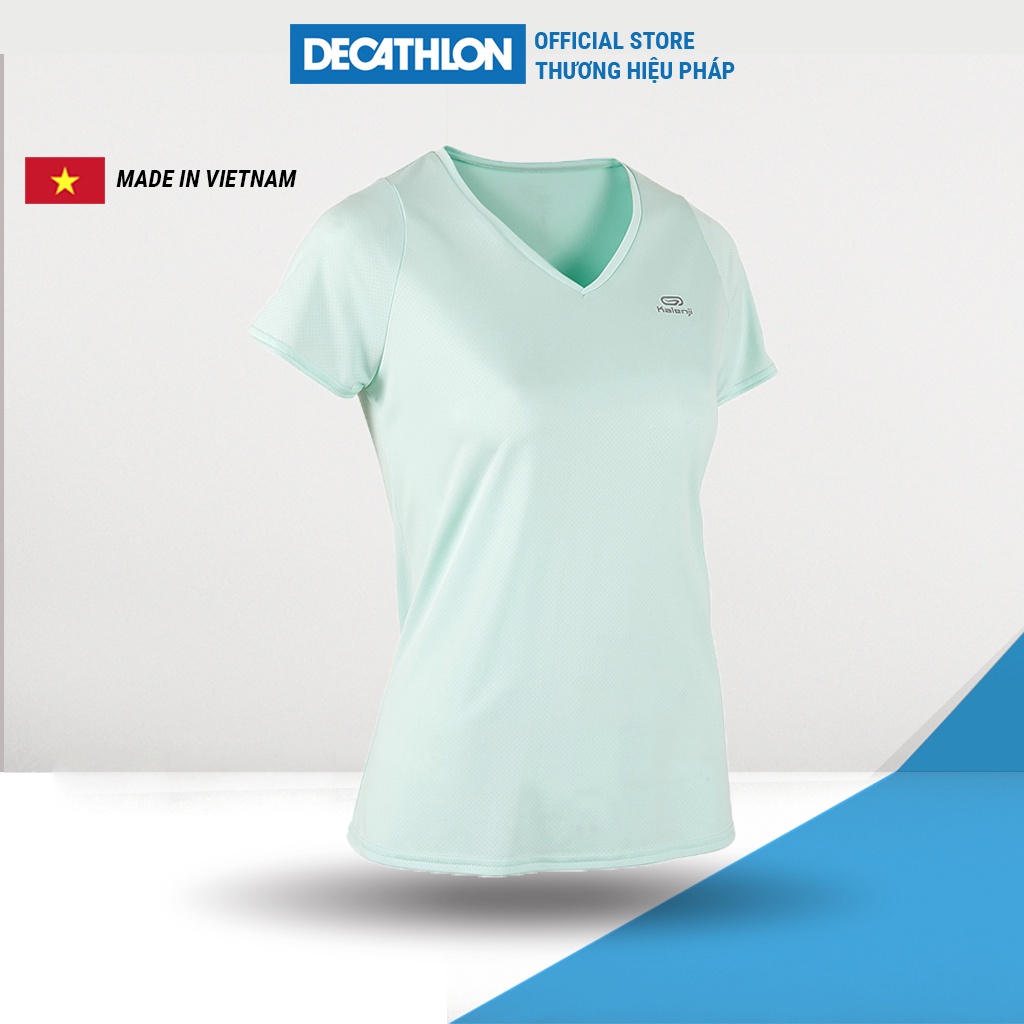 Áo thun thể thao nữ DECATHLON run dry chuyên chạy bộ nhanh khô - xanh lá cây nhạt