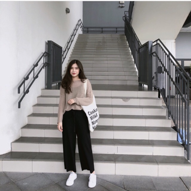 Quần culottes cạp chun