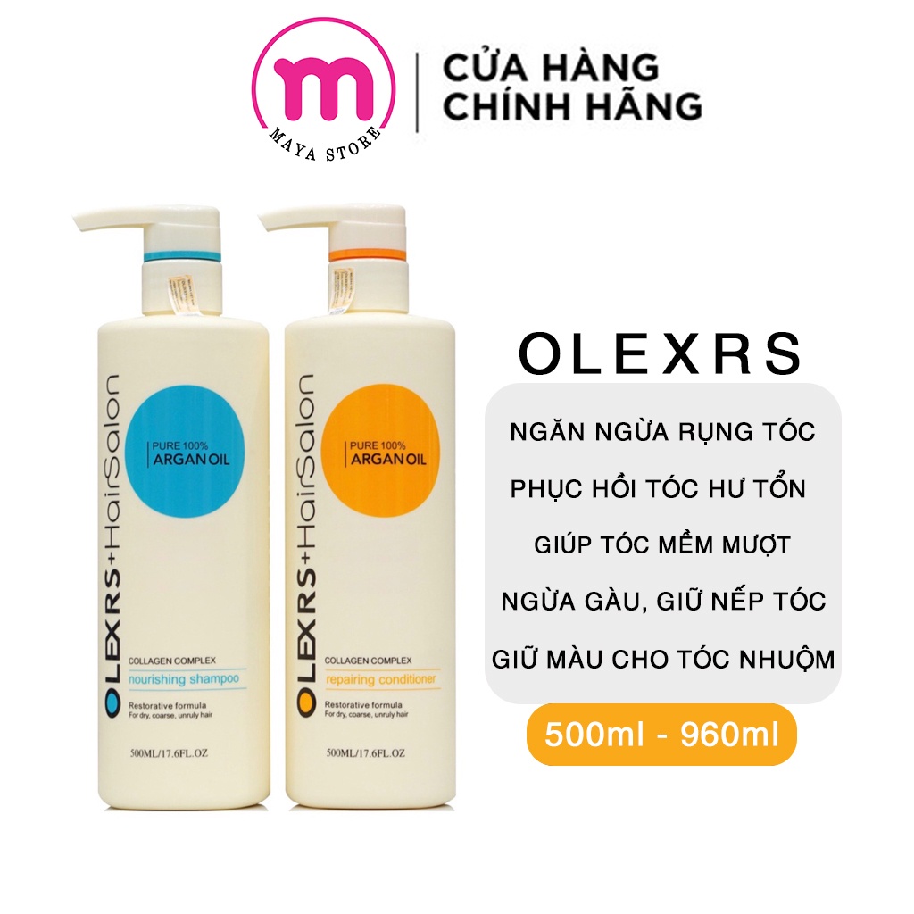 Cặp dầu gội xả cho tóc khô xơ, ngăn ngừa rụng tóc Olexrs Hair Salon 500ml-960ml