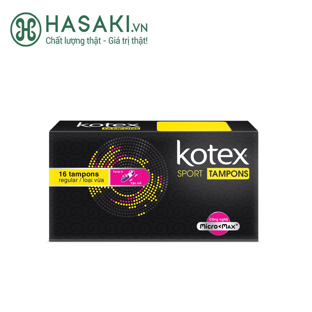Băng Vệ Sinh Kotex Sport Tampon Loại Vừa 16 Miếng Tampon Regular