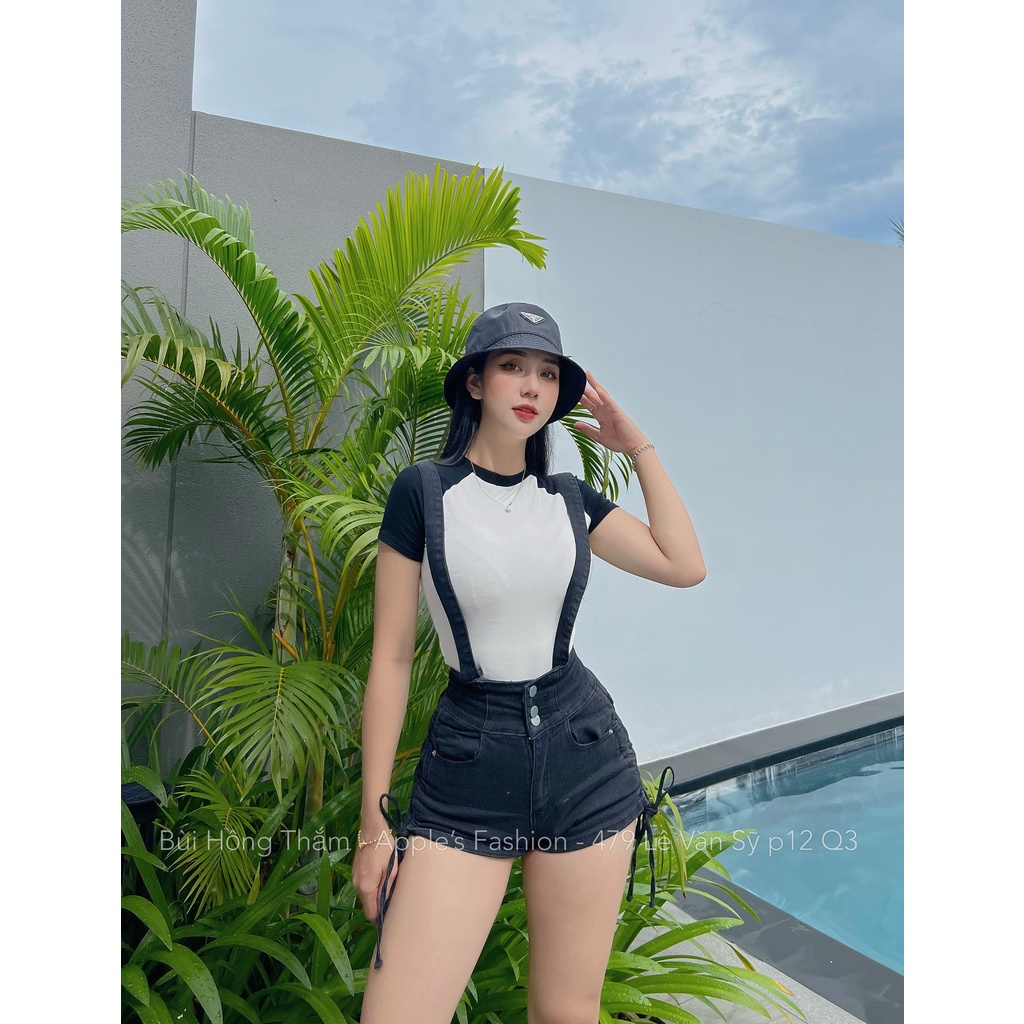 Jeans đùi yếm 2 dây