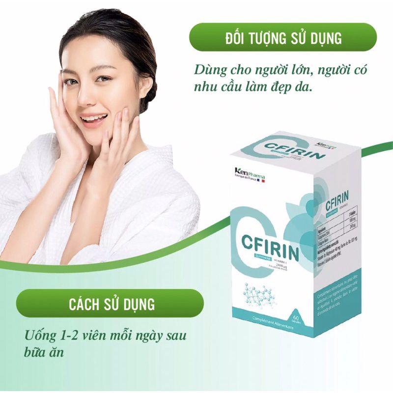 Viên uống trắng da Glutathion Cfirin lọ 60 viên của pháp