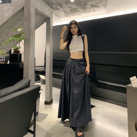 DB002 Set Croptop trắng chân váy dài đường phố thu đông hàng thiết kế cao cấp mới 2023