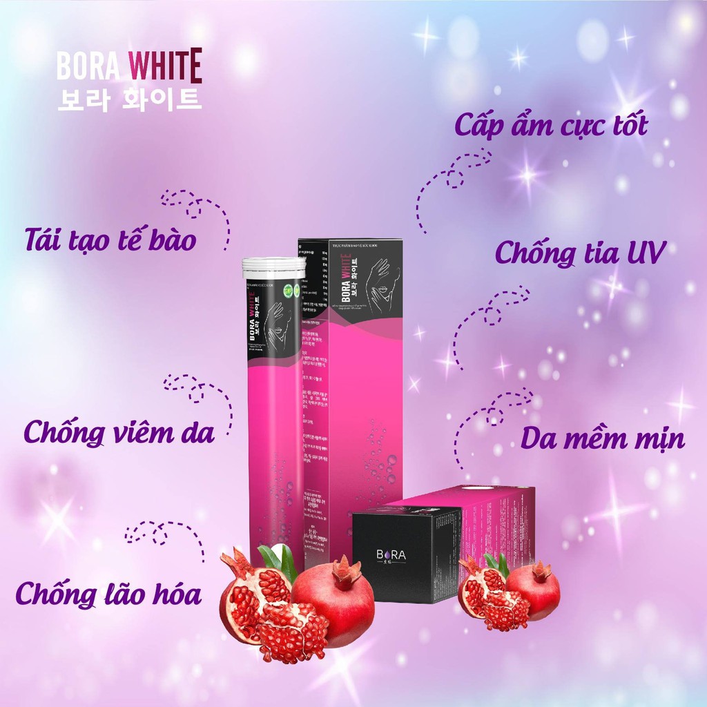 [Chính Hãng] Viên sủi trắng da mờ nám Bora White - Ống 20 viên | Thế Giới Skin Care