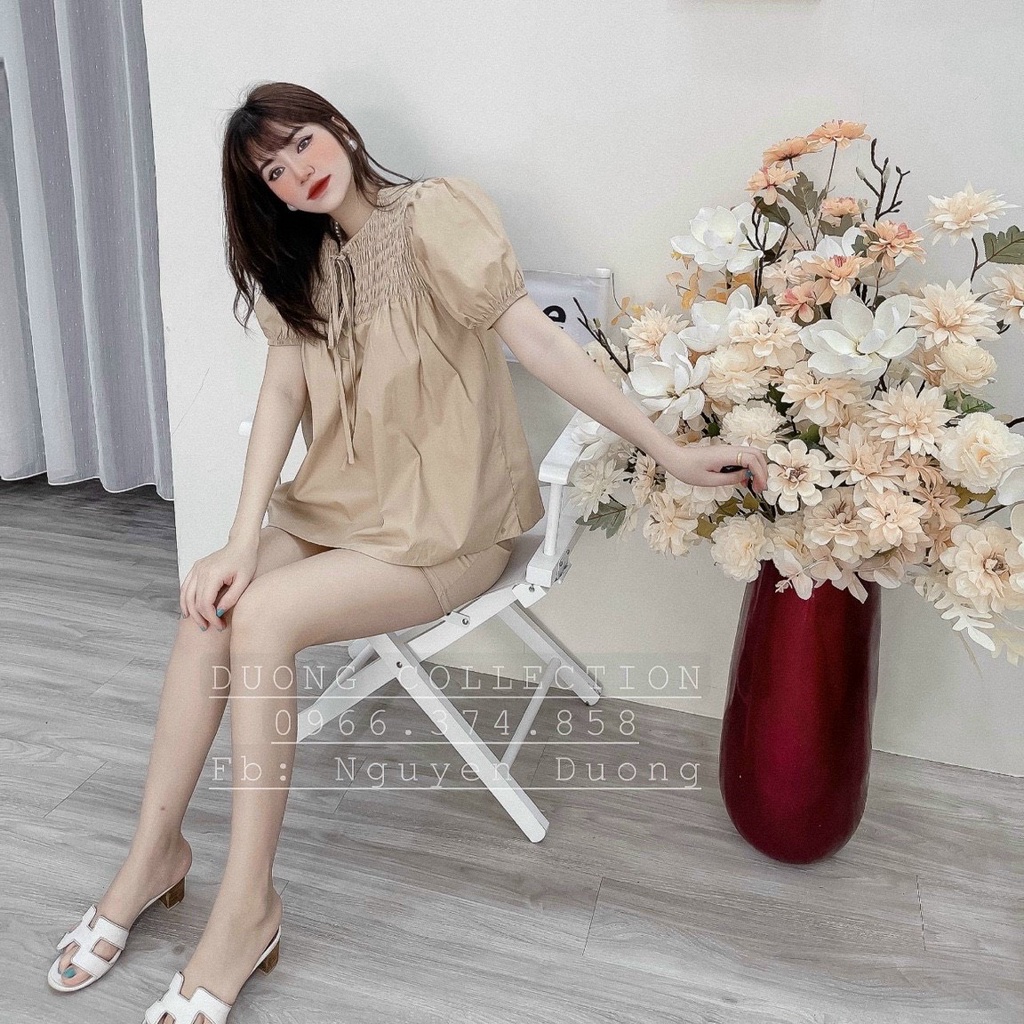 Set bộ nữ quần đùi, áo ngắn tay có chun ngực tiểu thư, mặc đi chơi, dạo phố cực xinh, năng động LiiLove Shop SE04