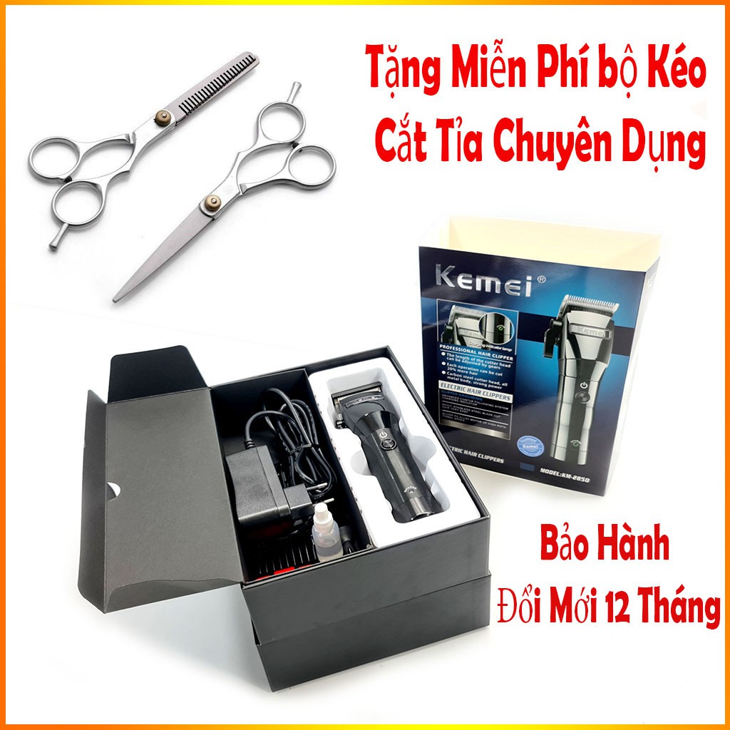 [ SALE ]  Tông Đơ Cắt Tóc KM 2850 - Công Suất Mạnh Mẽ Siêu Bền Bỉ Với Pin 1500mha (Bảo Hành Đổi Mới 12 Tháng)