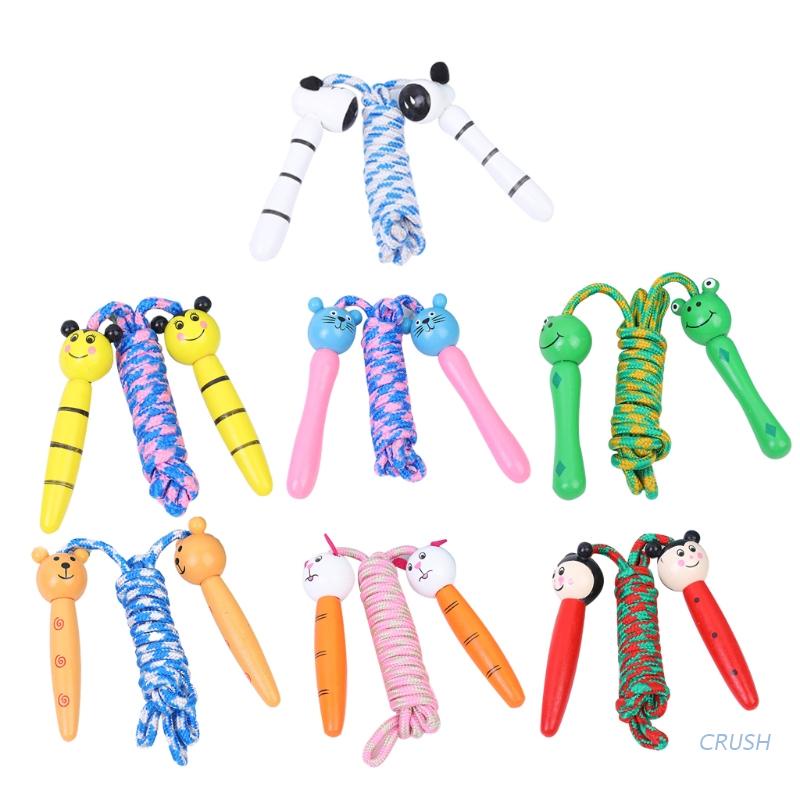 Dây nhảy bện cotton tay cầm gỗ có thể điều chỉnh dành cho trẻ em