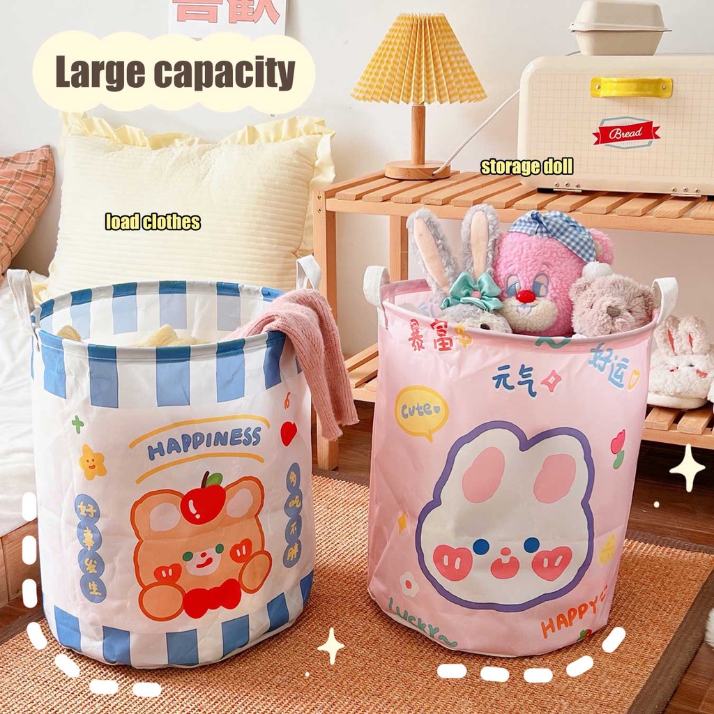 Giỏ Đựng Đồ Bằng Vải Bố Cỡ Lớn Dễ Thương Có Thể Gấp Gọn