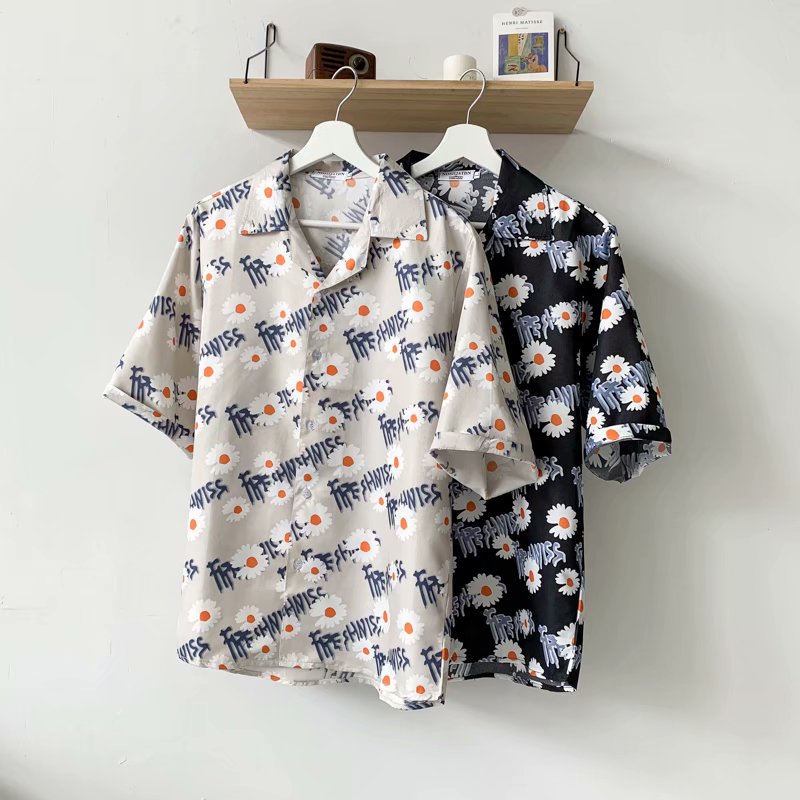 Áo Sơ Mi Ngắn Tay Form Rộng In Họa Tiết Phong Cách Nhật Bản Dành Cho Nam (M-3Xl)