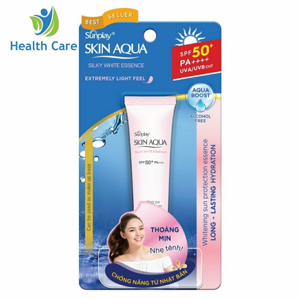 Tinh chất chống nắng dưỡng trắng, cho da hỗn hợp Sunplay Skin Aqua Silky White Essence SPF 50+, PA++++ 25g