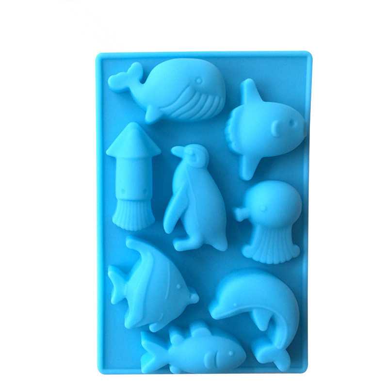 Khuôn silicone làm bánh tạo hình 8 con cá heo đại dương dễ thương