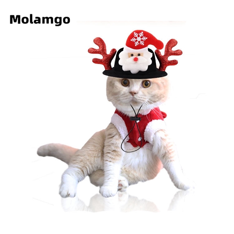 MOLAMGO  cả mũ noel cho mèo ， cả mũ noel  cho chó，Mũ thú cưng phong cách Halloween sáng tạo