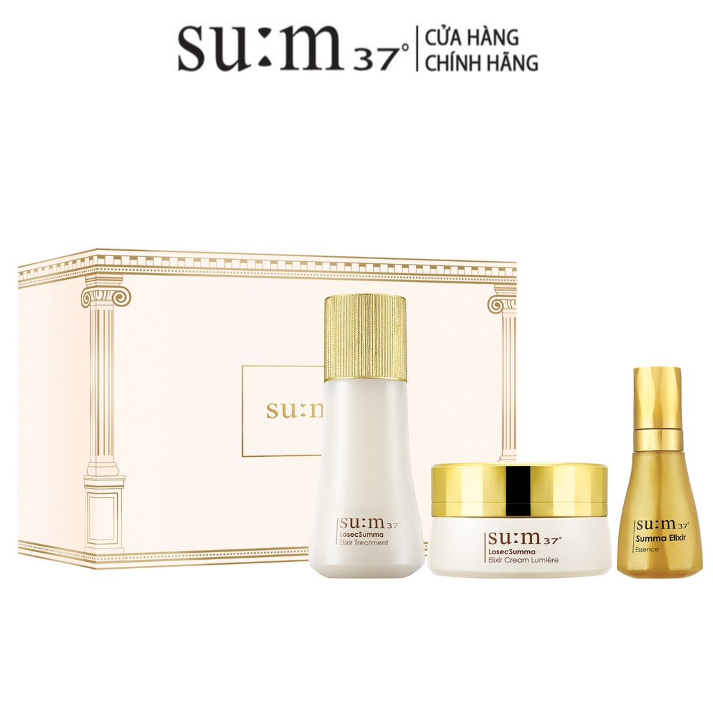 [HB Gift] Bộ 3 bước Tái sinh dưỡng da trắng hồng Su:m37 Losec Summa Elixir 3pcs